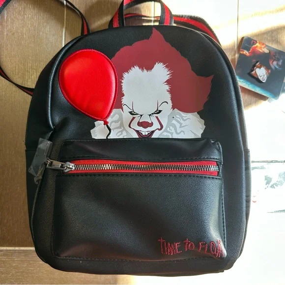It Chapter 2 Pennywise Mini Backpack with Cardholders and Lapel Pin Set - Picture 1 of 6